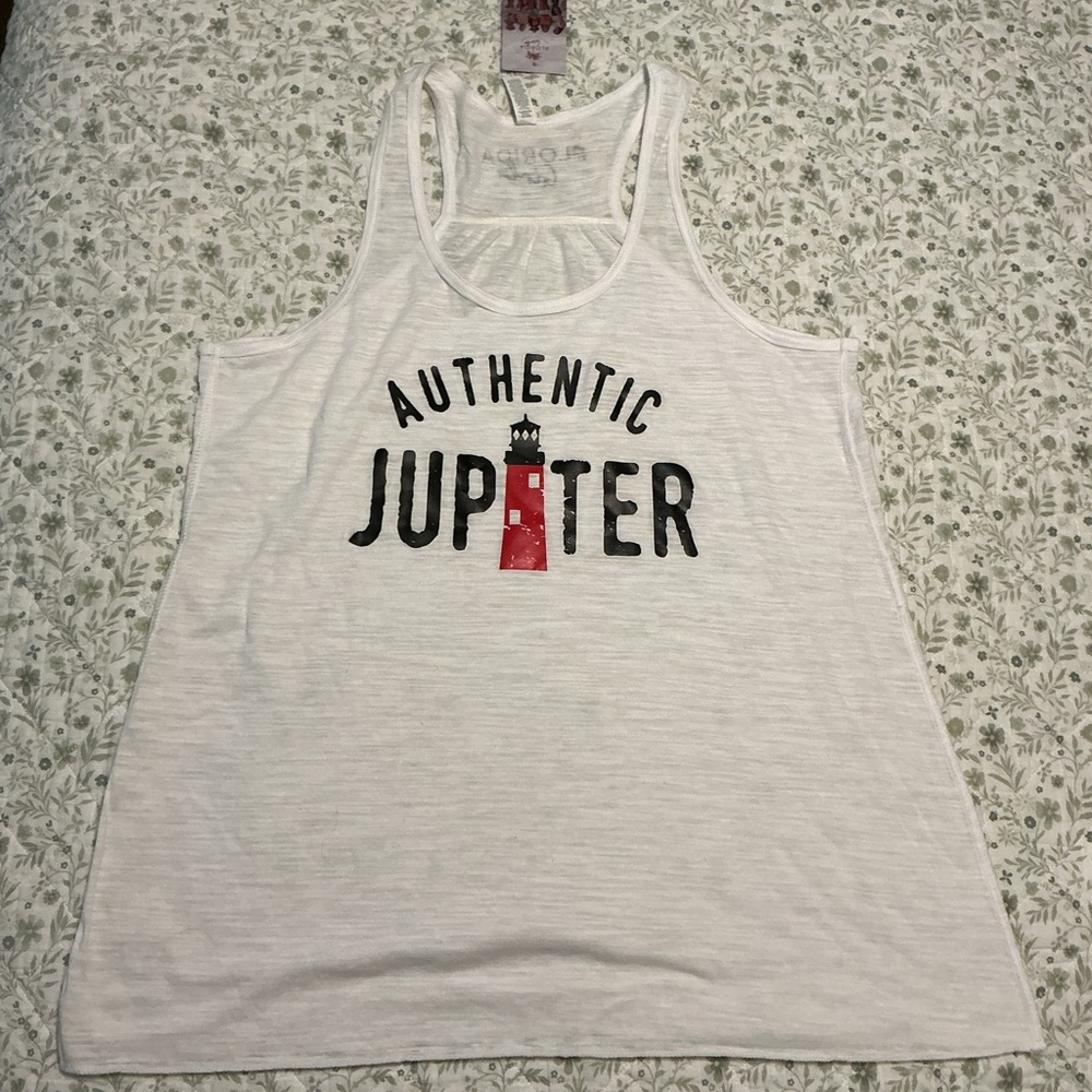 White Racerback Tank from Jupiter Lighthouse in Florida